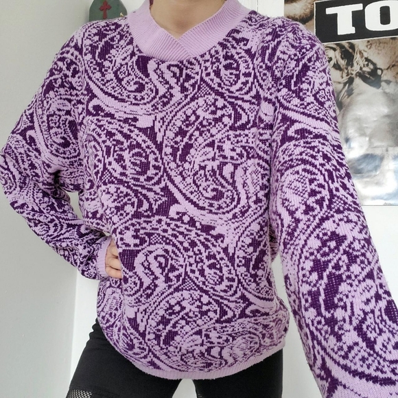 Groovy purple knitted sweater - Picture 3 of 5